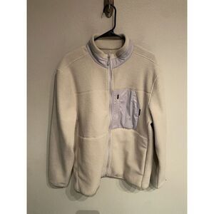 Mizzen + Main Alpine Fleece Jacket Men's Medium Beige Gray Full Zip Pockets